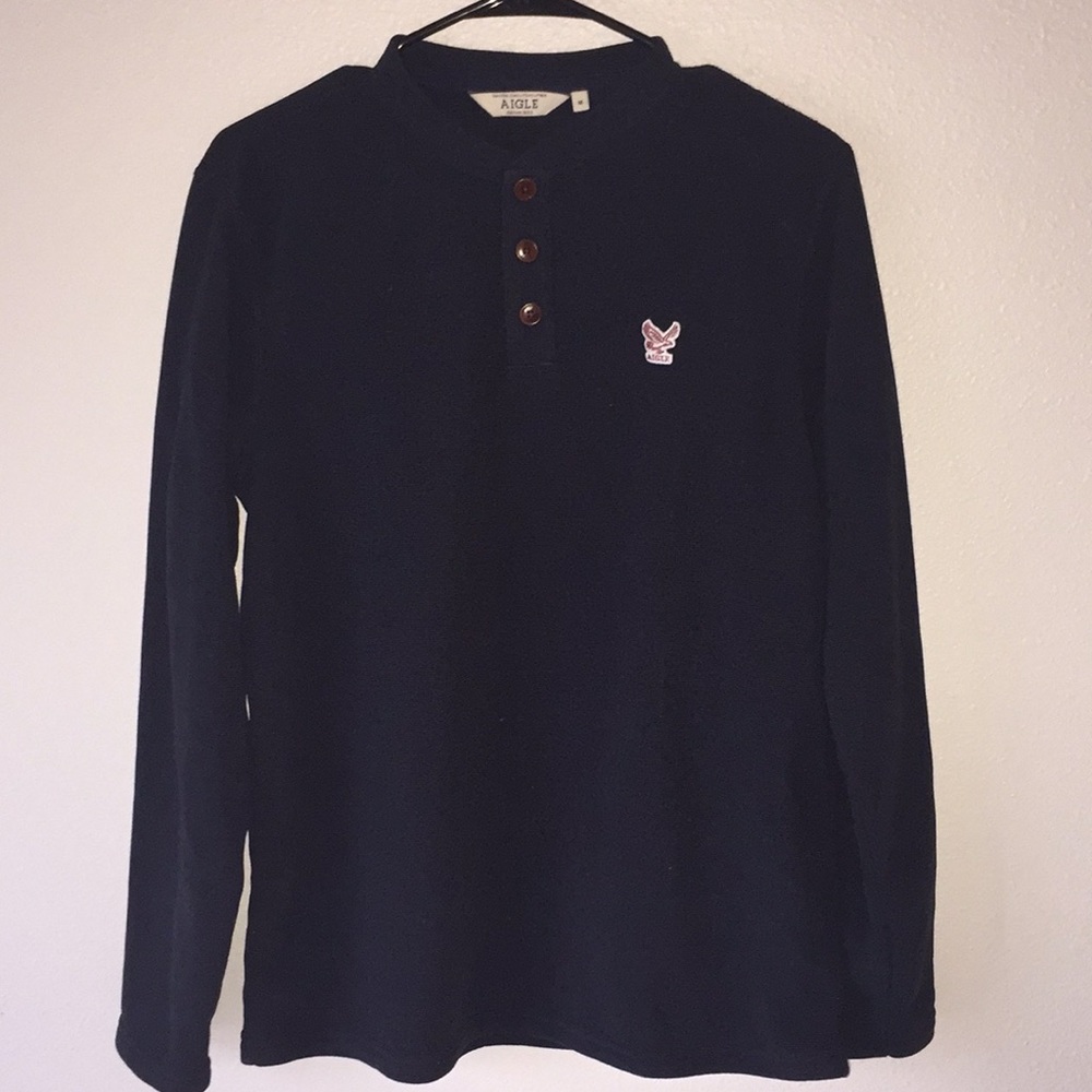 AIGLE men's thermal navy long sleeve shirt